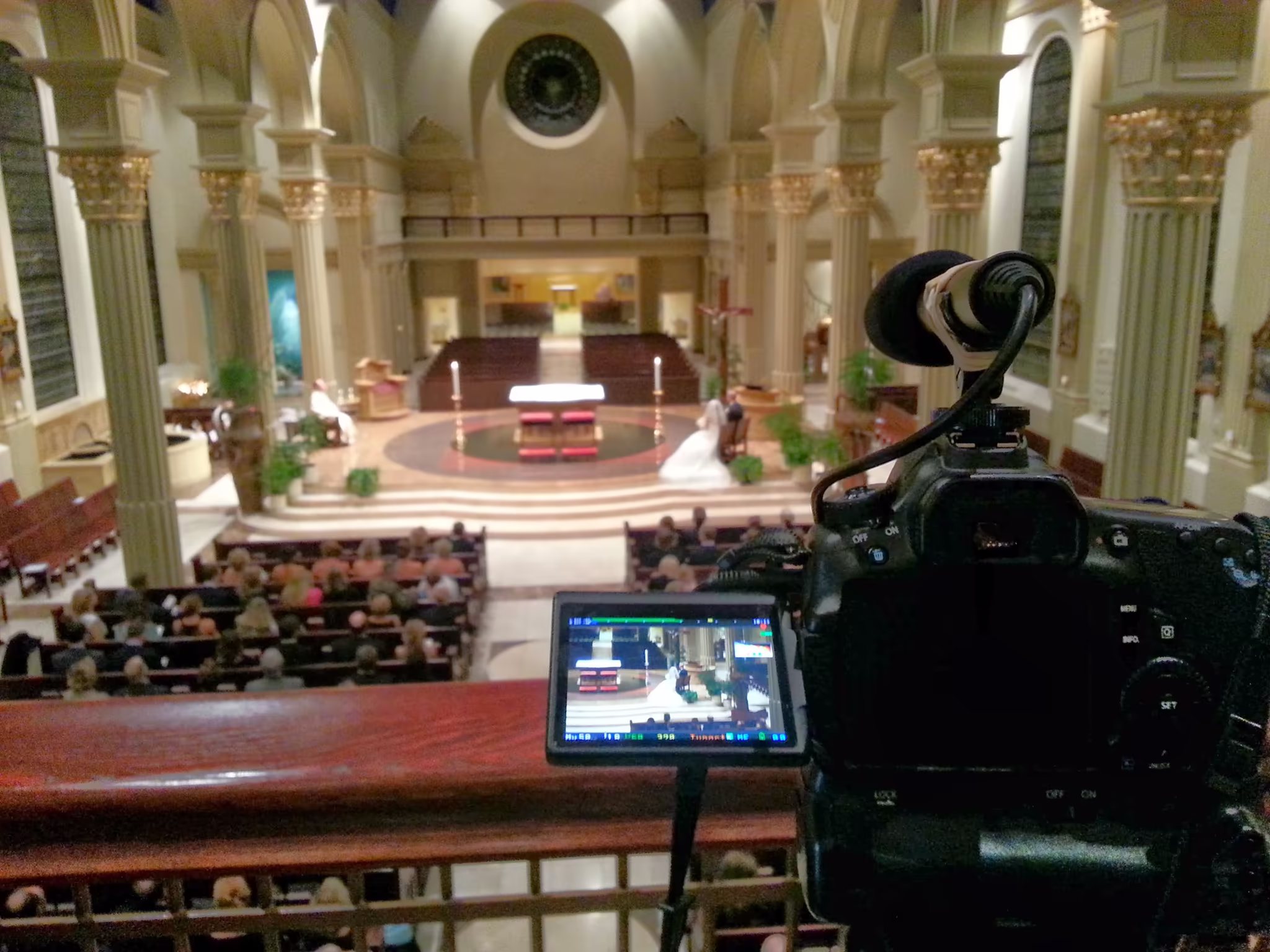 On set · a wedding in a very large church