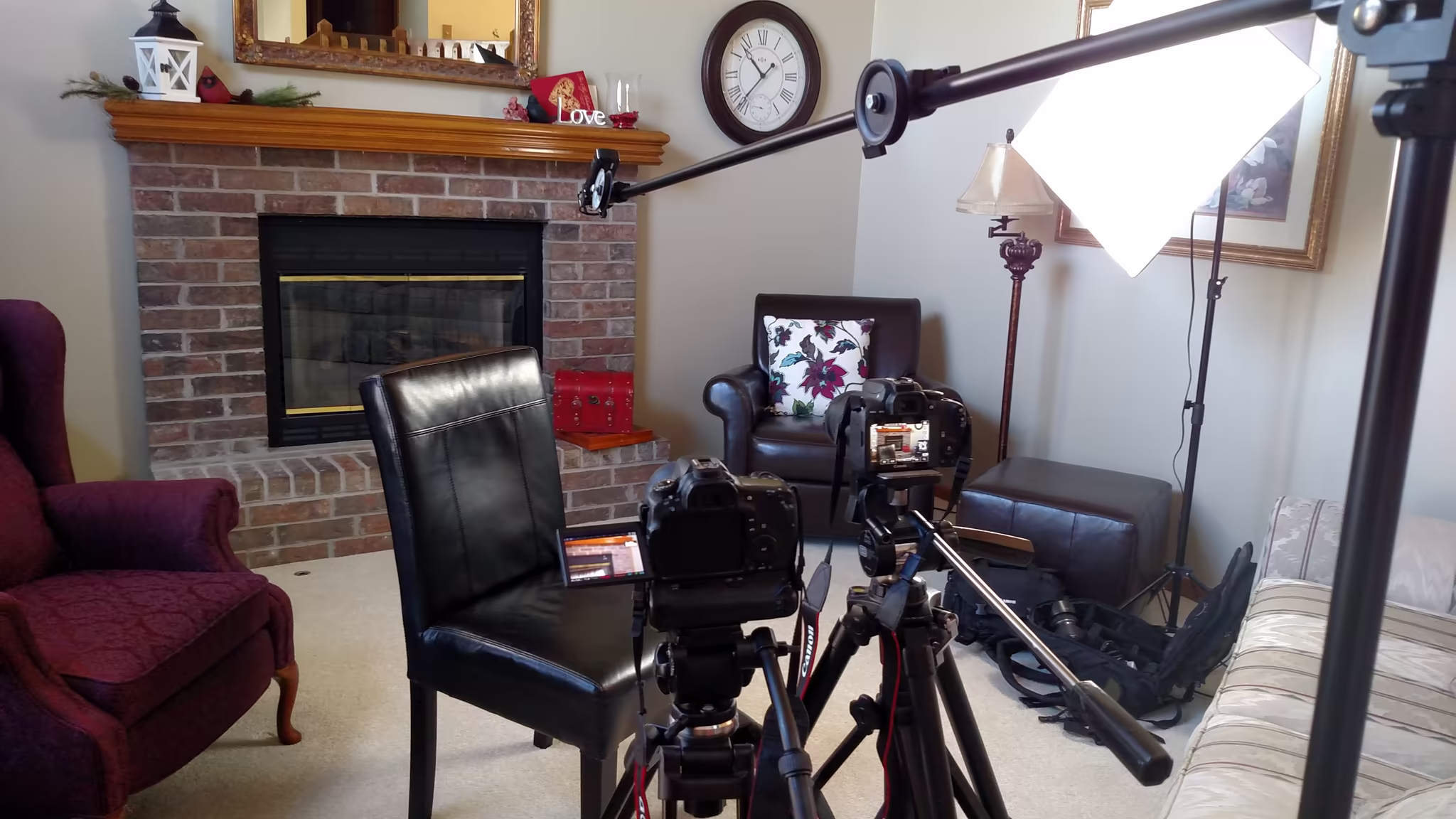 On set · filming an interview for the Beheadstrong promo