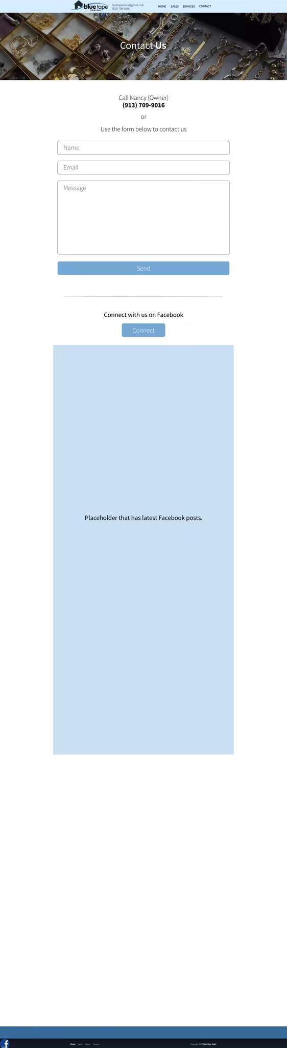 Blue Tape Estate Sales · contact page
