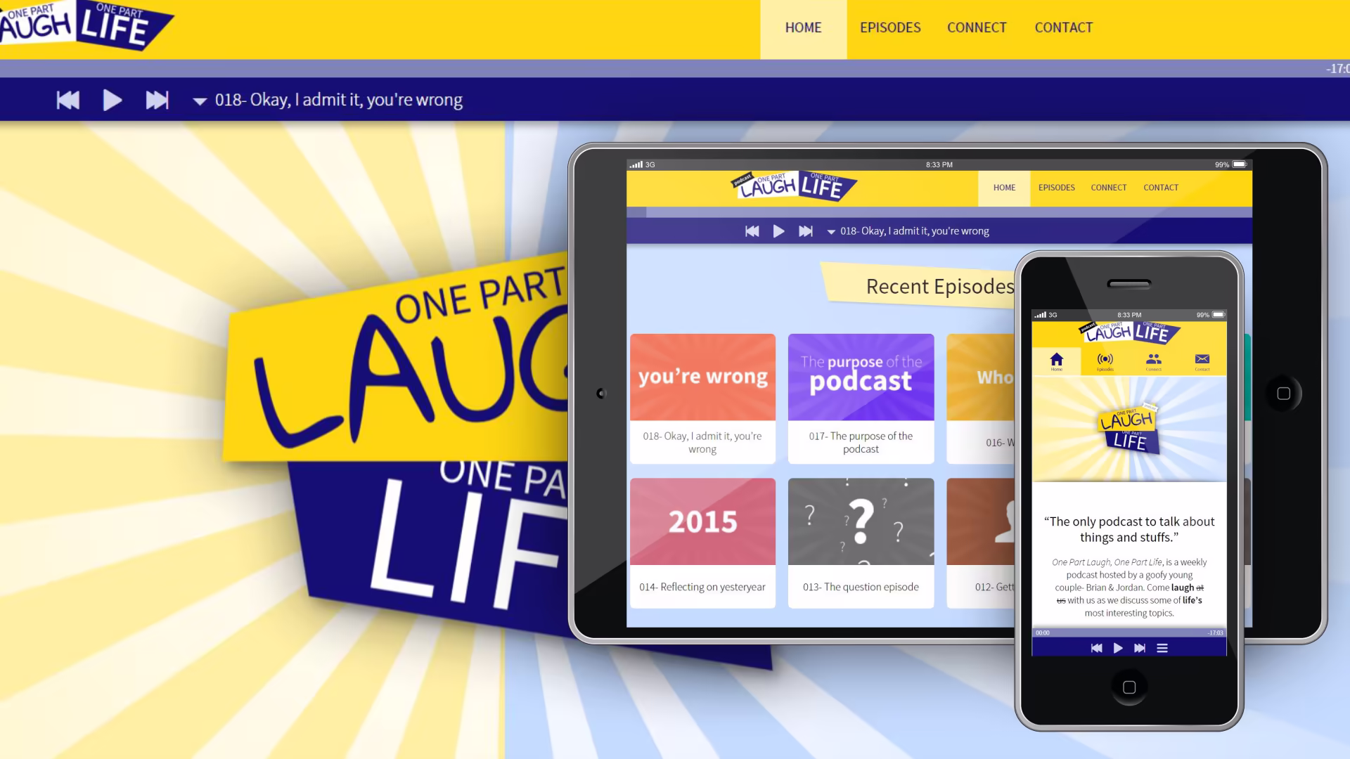 One Part Laugh, One Part Life · website design for a podcast