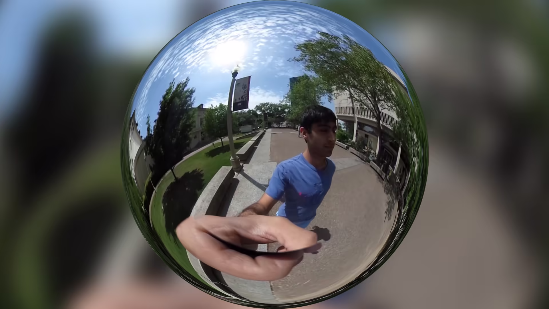 121 Live · a 360 capture, mapped to a sphere