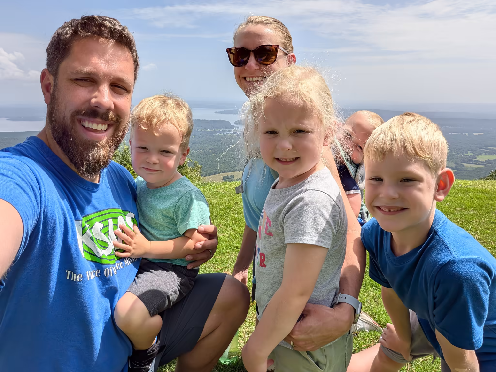 Schwabauer family photo on a small mountain in Arkansas